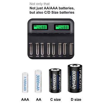 

Battery Charger Home Smart USB Fast Office Short Circuit Protection Travel Universal LCD Display Independent For AA C D Size