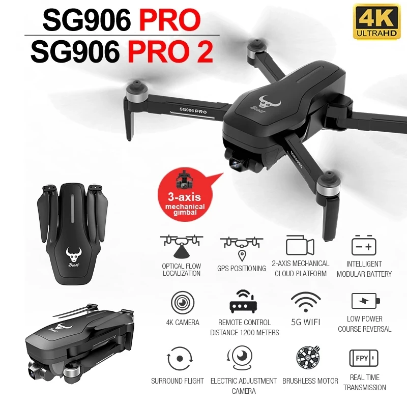 Top Quality ZLRC SG906 GPS Drone Pro 2 Pro2 / SG906 With Wifi 4K Camera
Three-Axis Anti-Shake Gimbal Brushless Professional Quadcopter Drone