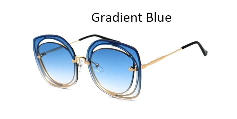 Gradient Blue Винтажные Солнцезащитные очки для женщин без оправы, квадратные солнцезащитные очки для женщин, брендовые Роскошные модные градиентные солнцезащитные очки для женщин, роскошные женские очки - Цвет линз: Gradient Blue