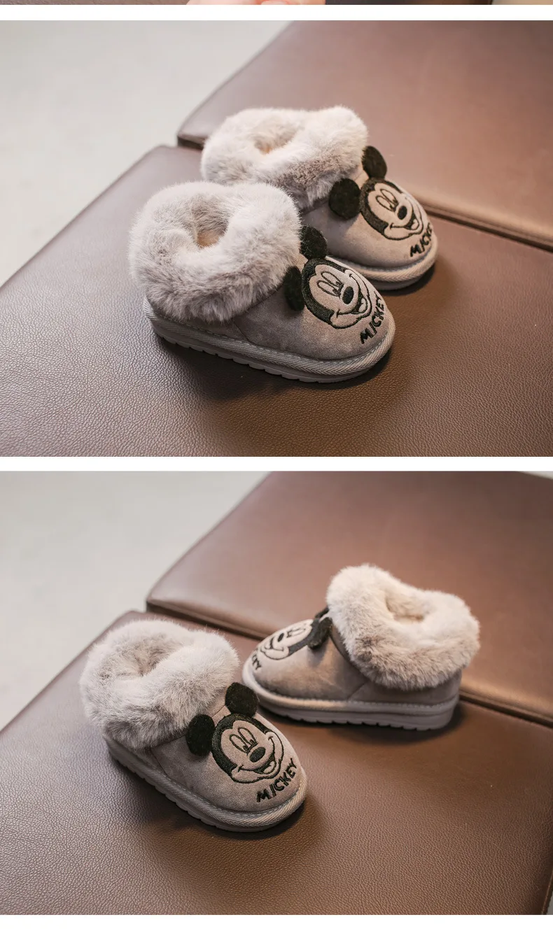 Детская обувь из хлопка с принтом из мультфильма; замшевая теплая обувь; коллекция года; Сезон Зима; милая детская хлопковая обувь с рисунком Минни; От 1 до 3 лет зимняя обувь