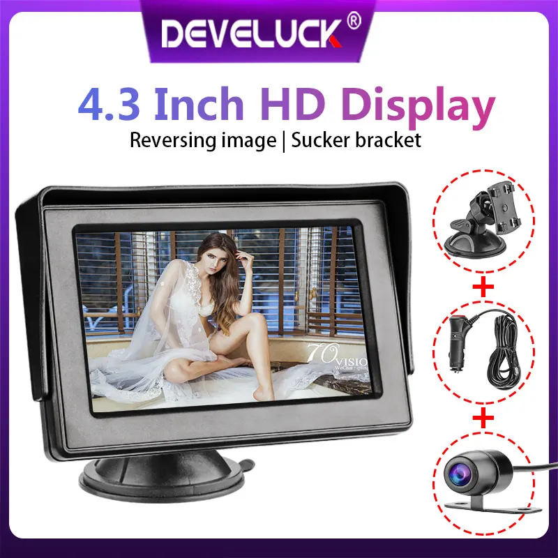 

4.3" TFT LCD Car Monitor Display Cameras Reverse Camera Parking System for Car Rearview Monitors reverse image NTSC PAL 12V-24V