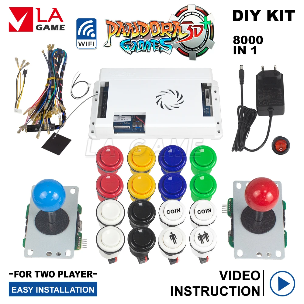 Vga Hdmi Output Arcade Diy Kit Pandora Box 3d 8000 In 1 Happ Arcade Buttons 5 Pin 8 Way Joystick Chasis Arcade Pandora Wifi hd 720p diy arcade game kit pandora box 3d 8000 in 1 happ arcade buttons player american joystick wireless pandora box 3d wifi