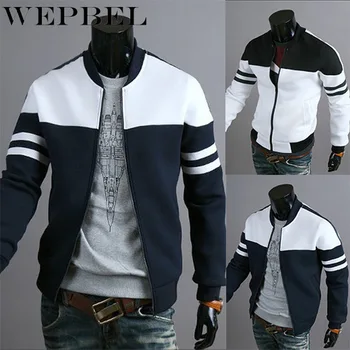 

WEPBEL Autumn Winter Fashion Men's Fashion Black and White Hit Color Stitching Design Casual Jacket Coat