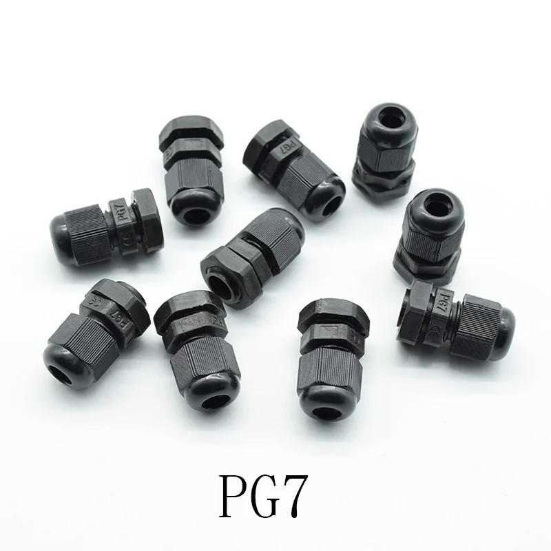10 шт. IP68 черный PG7 PG9 PG11 PG13.5 PG16 для 3-6.5 мм-14 мм провода кабель CE водонепроницаемый нейлон пластик кабельный ввод Разъем - Цвет: 10BlackPG7