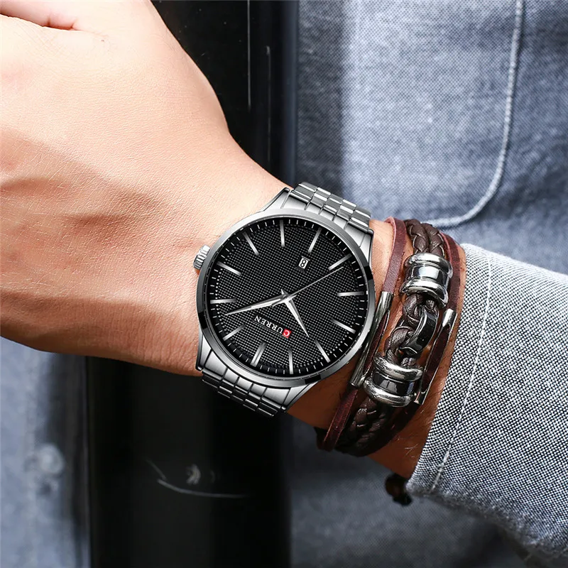 CURREN Sport Men Watch Top Brand Luxury Silver Military Business Waterproof Male Clock Full Steel New Quartz Man Wristwatch 8364