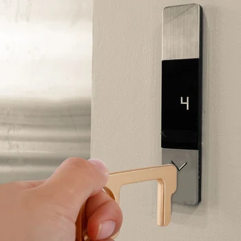 

Portable Press Elevator Tool Hygiene Hand Antimicrobial Alloy EDC Door Opener Door Handle Key Metal Portable Door Opener