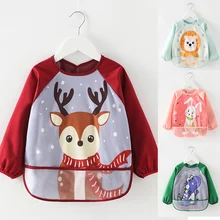 Мультяшные детские нагрудники, водонепроницаемые, для малышей, для кормления, передник с длинными рукавами, детский нагрудник для мальчика, для девочки