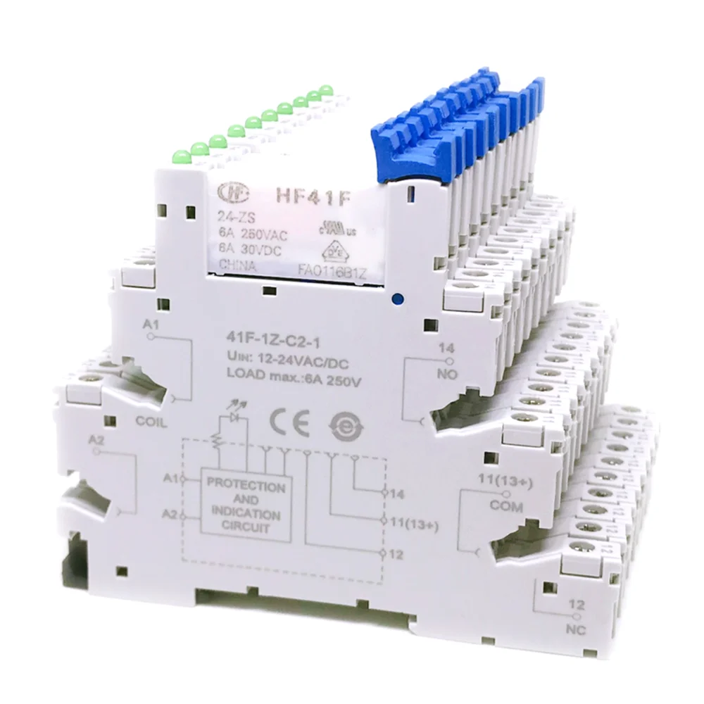Реле 41F 1Z C2 1 HF41F 24 ZS 12 5 в В 230 6A 1CO Slim/SSR крепление на винтовой розетке светодиодный