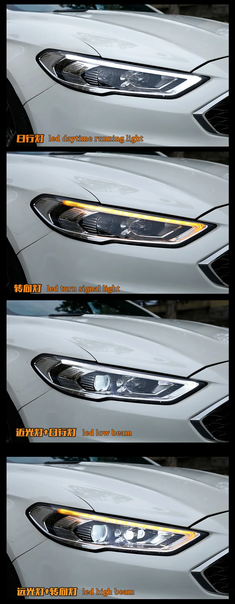 2 шт. головная лампа для Ford Mondeo Fusion светодиодный головной светильник светодиодный ламповый луч линзы желтый указатель поворота