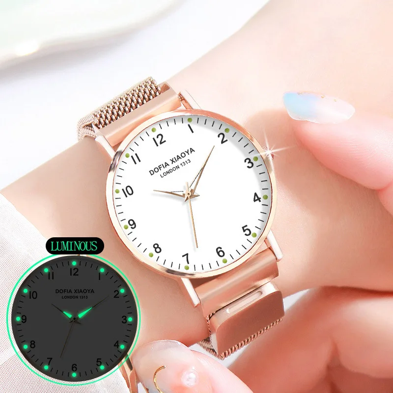 

Women Watch For Fashion Starry Sky Leather Mesh Milan Magnetic Clasp Luxury Fashion Ladies Geometric Roman Numeral Quartz Watch