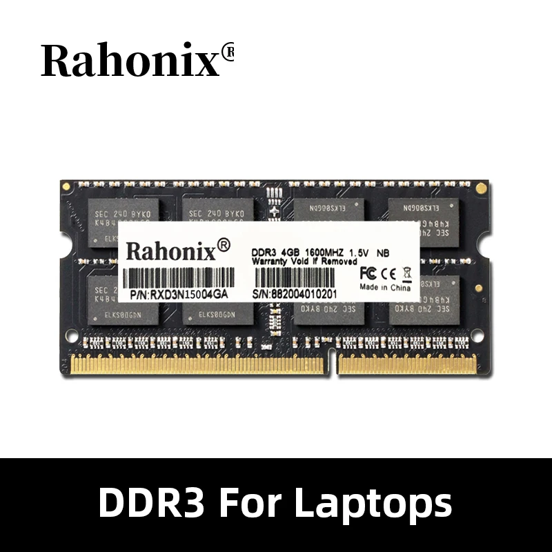 Rahonix DDR3 4 ГБ 8 1333 МГц 1600 memoria 1 5 V Тетрадь Оперативная память 204Pin памяти ноутбука SO-DIMM