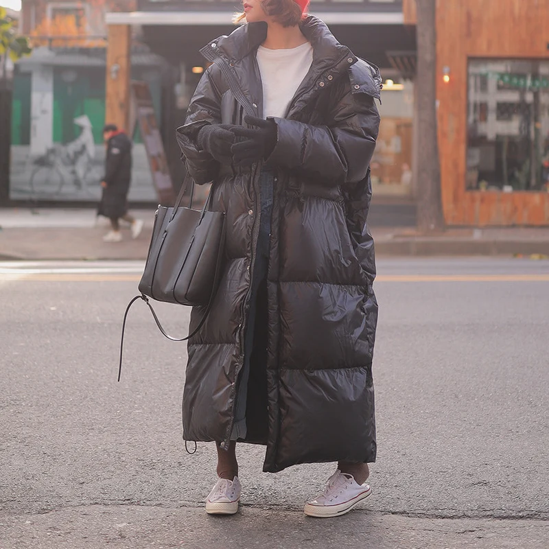 CHEERART Plus Size Long Winter Coat Women Parka Loose Puffer Jacket Hooded Bubble Coat Anorak Fashion Clothing