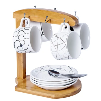 

Bamboo Coffee Cup Holder For Kitchen Living Room Office Table Metal Cup Drying Rack For Tea Cup Mug Glass Cup Table Storage Rack