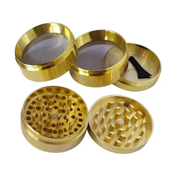 

5 Layers Tobacco Grinder Herb Weeds Grinder with Mill Handle Silver Color Smoke Grinder Metal Kitchen Gadgets