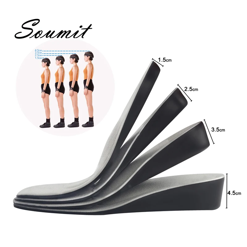 

Soumit Full Length PU Breathable Invisible Height Increase Shoe Insoles Sports Lift Kit Heels Taller Inserts Pads for Men Women
