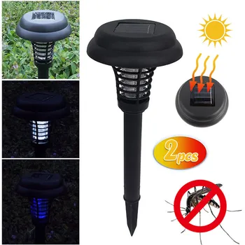

2PCs Solar Powered LED Light Mosquito Pest Bug Zapper Insect Killer Lamp Garden Anti-mosquito Supplies Mosquito Killer Light