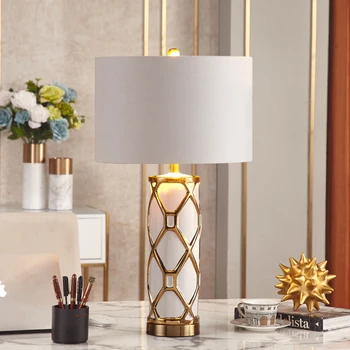

Luxury Ceramic LED Lights Cloth Table Lamps Shade for The Bedroom Bedside Hotel Living Room Home Decor Desk Lamp Bed Room Black