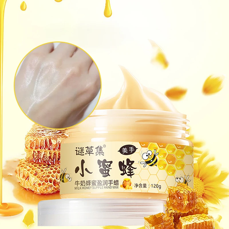 MICAOJI Milk Honey Hand Masks Hyaluronate Beeswax Cream Moisturizing Whitening Exfoliating Tender Smoother Care 120g |