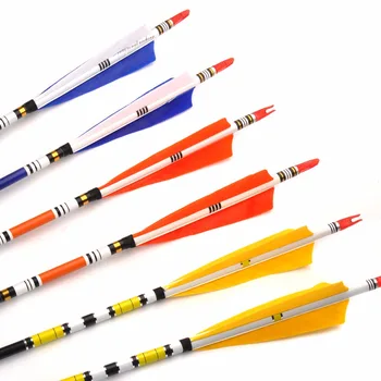 

Spine 500 Yellow/Orange/2 Blue 1 White Turkey Feature Arrow 6/12/24Pcs Aluminum Arrow Length 30 Inch OD 7.8mm Arrow For Archery