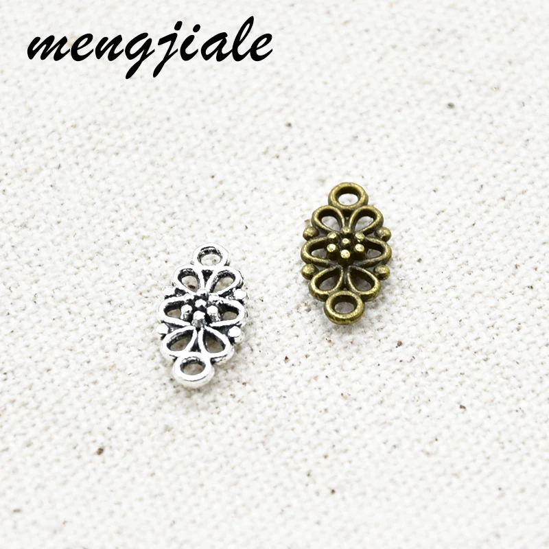 

Hot Sell 40pcs Vintage Flower Connector Charms Fit Jewelry Accessories DIY Handmade Making 16*8mm
