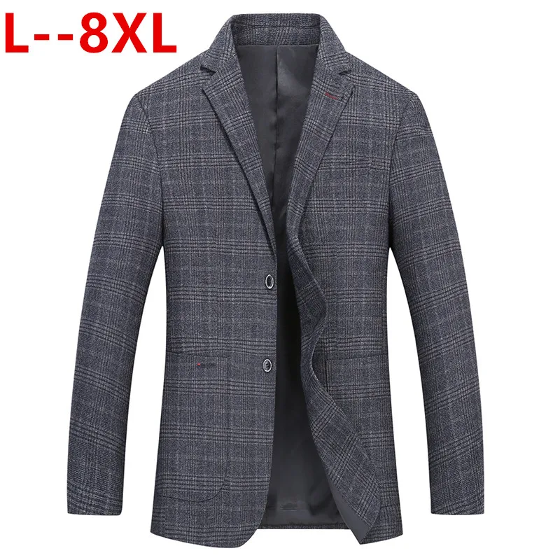 10XL 8XL 6X Модный осенний клетчатый мужской костюм высокого качества мужской пиджак деловой повседневный костюм приталенный Мужской Блейзер terno masculino