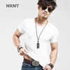 2022 Brand New Men's T Shirt Solid Color V Collar Short Sleeved T-shirt For Man White Tights Tshirts Fit Body Top Tees ► Photo 1/6