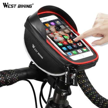 

WEST BIKING Bicycle Bag Waterproof Top Tube Frame Bike Phone Bag Bike Accessories Touch Screen Cycling Handlebar Bag With Light
