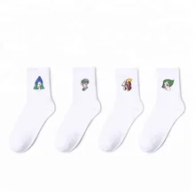 Logotipo personalizado estilo japonês simples tripulação branco meias de tubo da menina jovem