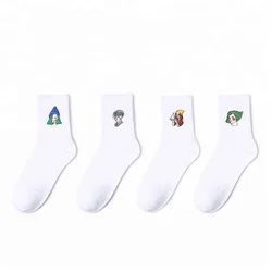 Custom Logo Japanese Style Plain Crew White Young Girl's Tube Socks