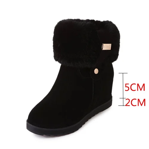 New Wedge Heels Winter Boots Women Warm Fur Boots Black Snow Boots Fashion Ankle Boots Women Shoes Brand Suede Boots