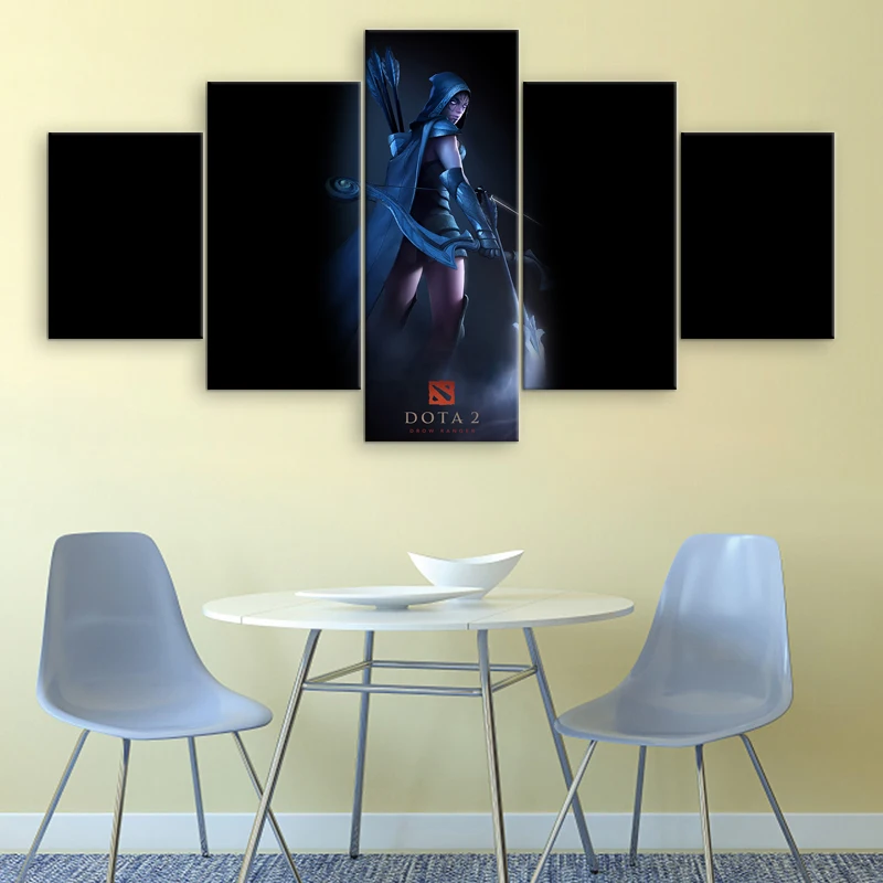 5 Pieces Printed Canvas Painting Pictures Wall Decor Dota 2 Drow Ranger Game Poster Painting For Li
