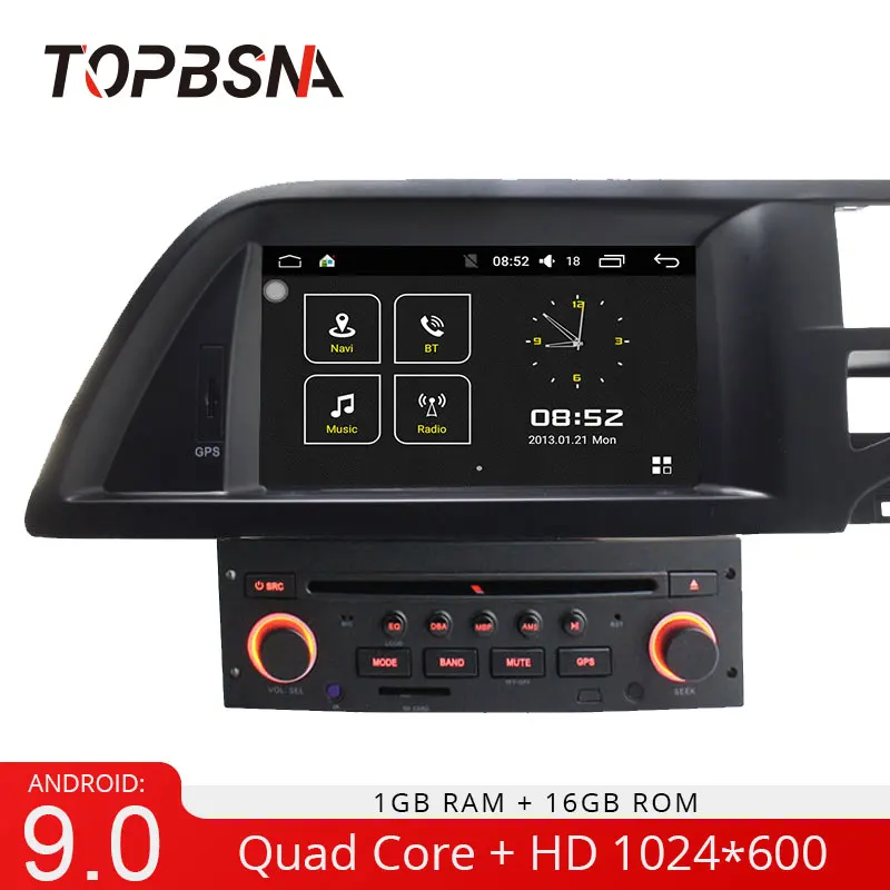 

TOPBSNA 1 Din Android 9.0 Car DVD Player For Citroen C5 Multimedia GPS Navigation Radio WIFI Quad Cores GPS Navi RDS headunit CD