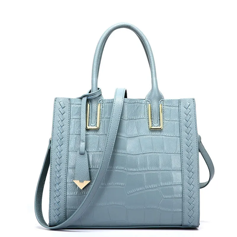 Bolsas Feminina роскошные сумки женские сумки дизайнерские Bolso Mujer женские ручные сумки из натуральной кожи Сумка серая Аллигатор жесткий - Цвет: Wathet