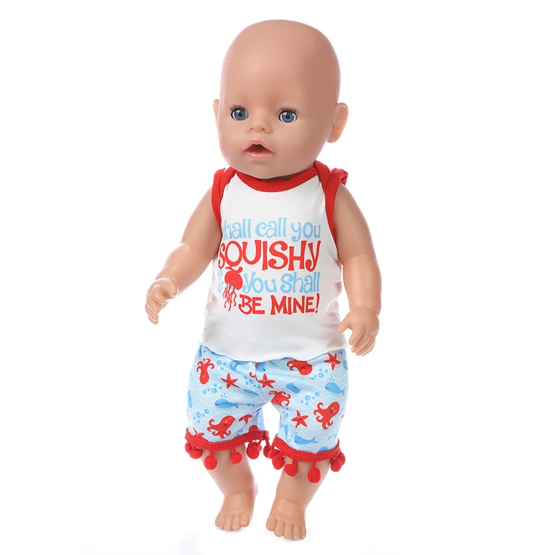 Born Baby Fit 18 дюймов 43 см кукольная одежда аксессуары комплект из рубашки и шорт для Школьного сезона для ребенка подарок на день рождения - Цвет: Q-105