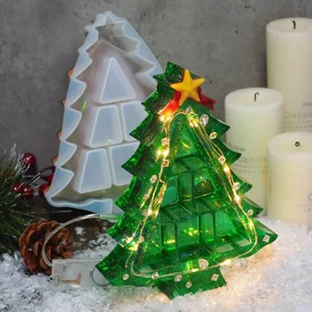

1pcs DIY Christmas Tree Cake Pan Mold Silicone Resin Casting Mold Decor Storage Box
