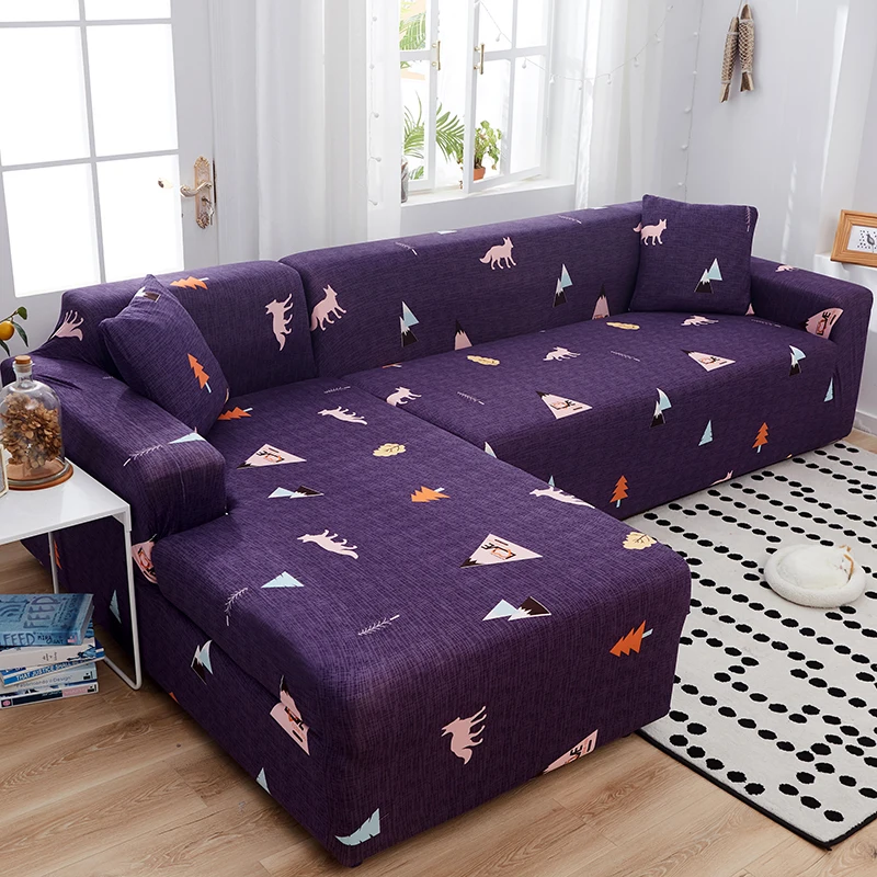 Purple Мультяшный эластичный чехол для дивана, чехлы для гостиной, чехлы для диванов, угловые Чехлы для диванов, чехлы для диванов - Цвет: Purple