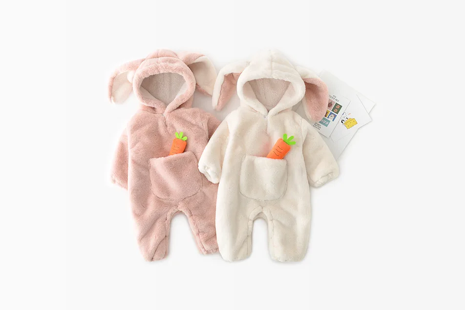 WLG/зимняя хлопковая модная одежда с капюшоном для маленьких мальчиков и девочек Детские плотные однотонные теплые розовые комбинезоны с