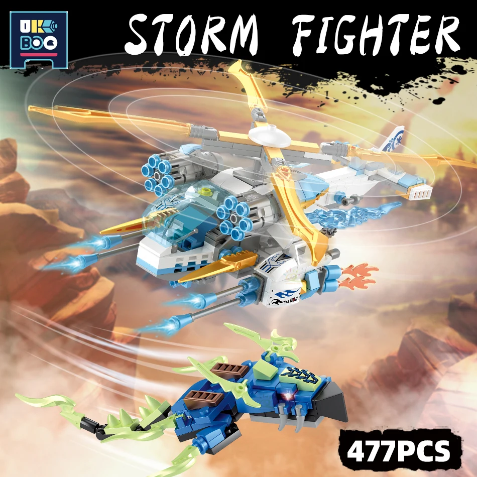 UKBOO 477PCS Storm Fighter Model City Ninja Building Blocks Helicopter Educational Figures Bricks Construction Toys for Children | Игрушки и