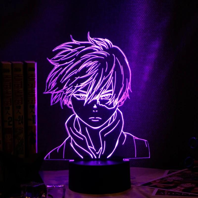 

Led Night Light Lamp Anime My Hero Academia Shoto Todoroki Face Design for Kids Child Boys Bedroo,m 3d Table Nightlight Lamps