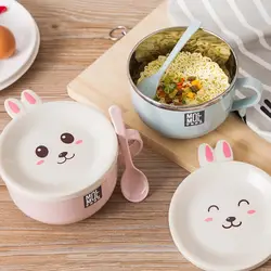 800 мл кролик BPA бесплатно детские пищевые контейнеры для хранения посуды детская закуска чаша для еды, контейнер для кормления детей помощь