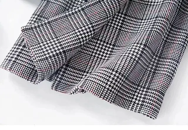 Женское пальто Осень/Зима Новое двубортное шерстяное длинное пальто в клетку женское Шерстяное и Смешанное