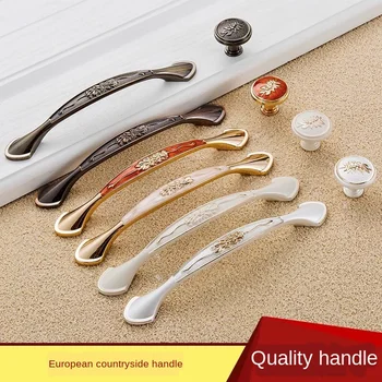 Champagne Gold Door Handles Zinc Alloy Cabinet Handle Drawer Knobs European Wardrobe Pulls Kitchen Handle Furniture Hardware