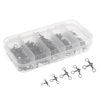 

115pcs Stainless Steel Three Way Barrel Swivels Fishing Swivels Assortment 2# 4# 6# 8# 10#