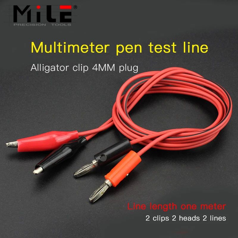 MILE 1m Crocodile Clip For Multimeter Probe Alligator Cilp to AV Banana Plug Test Lead DC Power Supply Tester Cable Tool DIY alligator clips test hooks clips alligator clip adapter