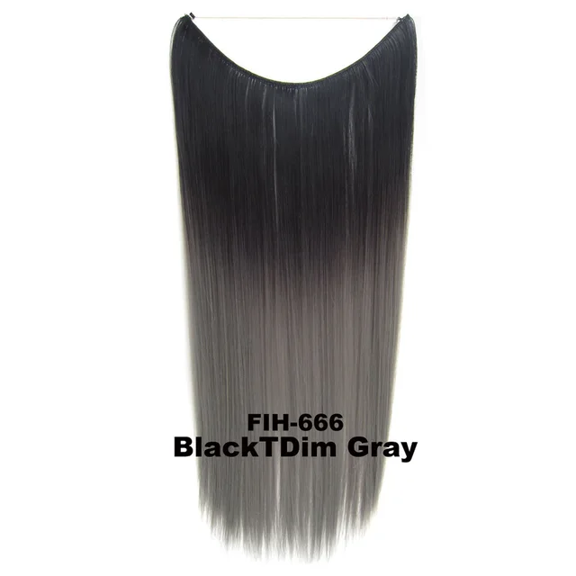 24inch 50grams 100grams Synthetic Hair Extension Gradual Color Brown Gray Blonde String Halo Hairpieces Extensions 50g-BTDimgray