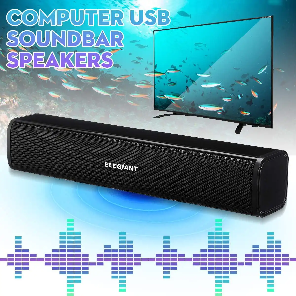 60W TV Sound Bar Wired USB Speaker Home Surround SoundBar Wall Mount Home Theater System Support for PC Desktop SR050 EU STOCK - ANKUX Tech Co., Ltd