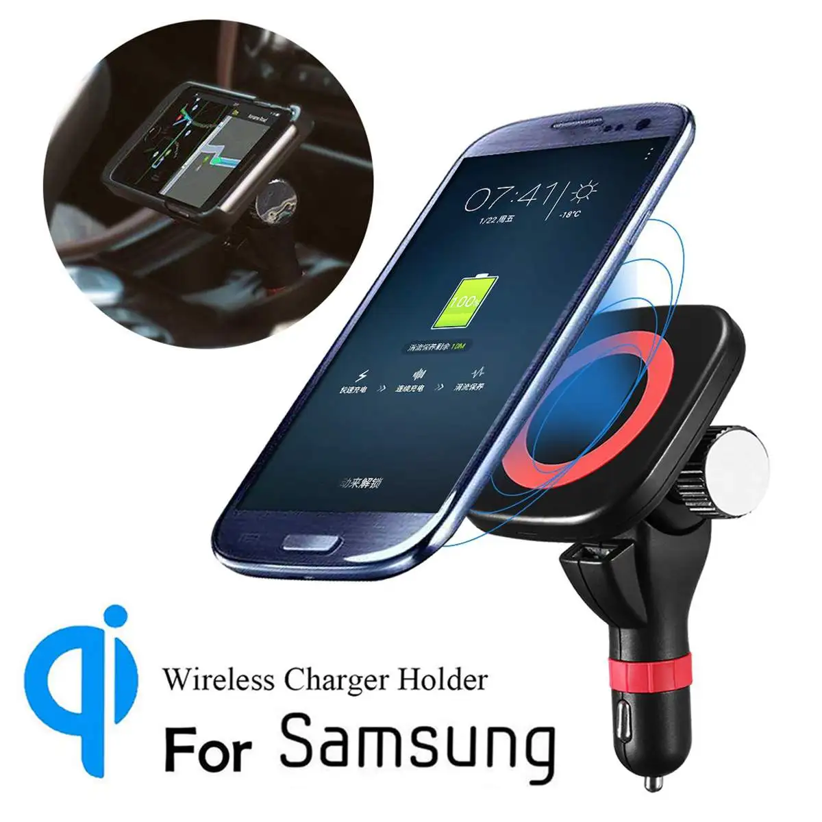 

12V Car Wireless Charger Holder Mount Qi Wireless Charger Magnetic Mount Car Charger Adapter for Samsung for Galaxy for