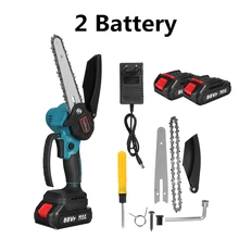 Sierra de cadena eléctrica inalámbrica de 6 pulgadas y 88V, podadora de carpintería portátil recargable, herramienta eléctrica de registro de jardín