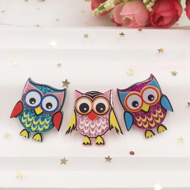 

Cute Colorful Owl Flat back Acrylic sheet Miniature pattern applique DIY Wedding scrapbook Home Decor crafts