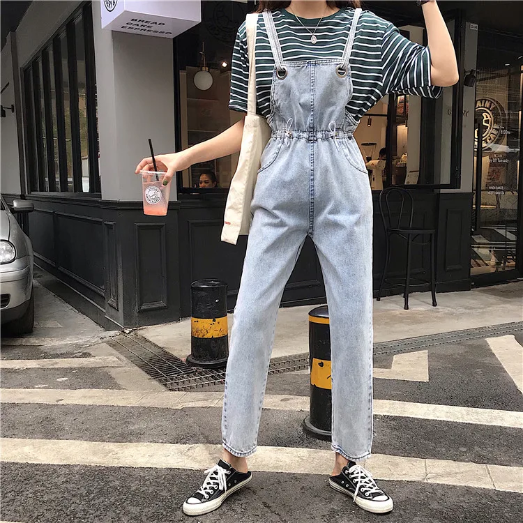 Women Jumpsuit All Match Casual Loose Korean Style Harajuku Womens New Fashion Pockets Females Novelty Jumpsuits Streetwear